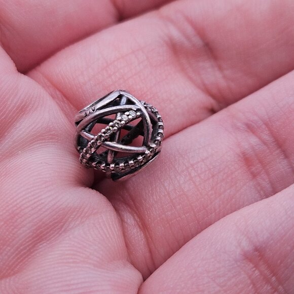 Pandora 925 Sterling Silver Openwork Galaxy Crystal Bead Charm - Picture 1 of 5